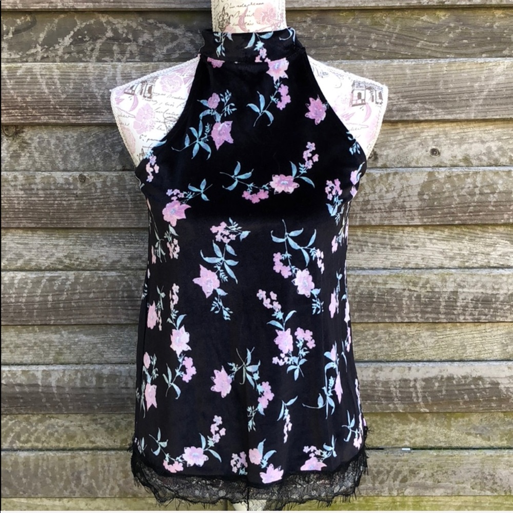 Floral Velvet Choker Tank